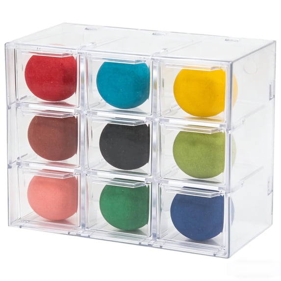 9 Drawer Clear Plastic Storage Organizer, 3x3 Grid Desktop Drawer ...