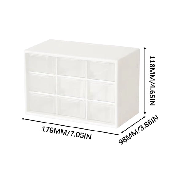 9 Drawer Desktop Storage Cabinet with Transparent Drawers White 7 x 4 x 5 in