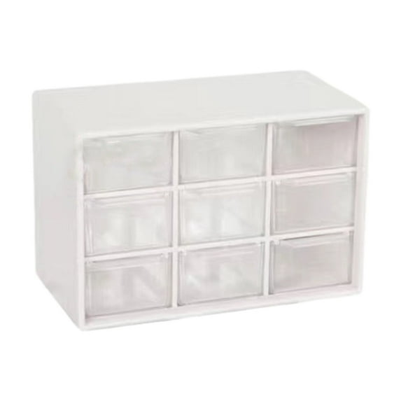 9-Drawer Desktop Storage Organizer, Stackable Plastic Craft Cabinet for Beads, Jewelry, Art Supplies, Sewing and Hardware, Small Parts Storage Box with Clear Drawers (White)