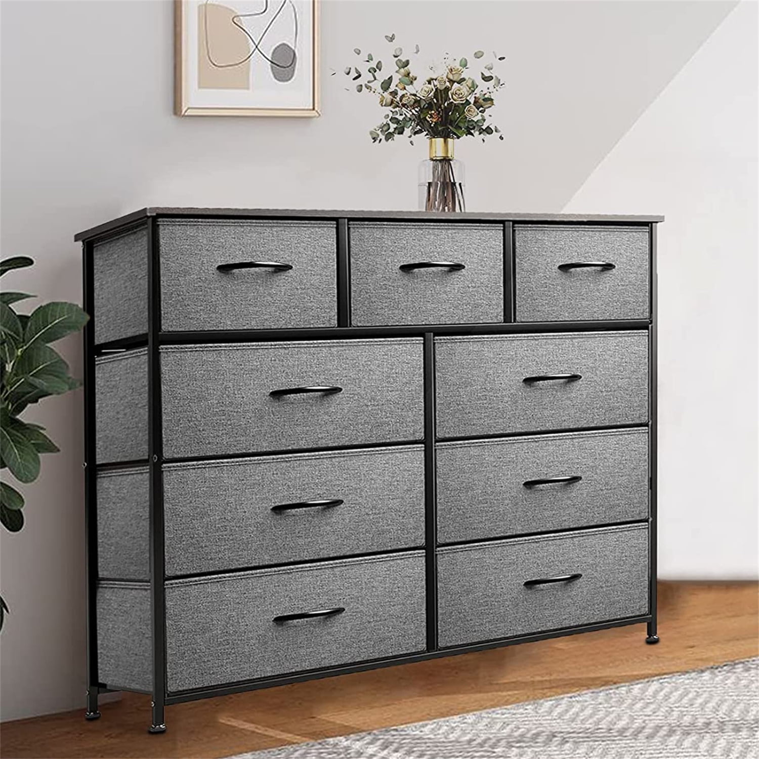 9-Drawer Dresser,40''H x 40''L x 12''W Tall Fabric Dresser, Storage  Organizer Unit With Wide Chest Bins for Closet, Bedroom,  SutdyEntrywayHallway, ...