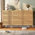 thumbnail image 1 of 9 Drawer Dresser for Bedroom,Rattan Chest of Dressers with Deep Drawers,Modern Wooden Dresser Chest with Golden Handles,Beside Table for Closet, Living Room and Entryway, 1 of 8