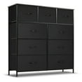 thumbnail image 1 of 9 Drawer Dresser, Wide Chest Of Drawers Nightstand Storage Tower Storage Dresser Fabric Dresser With Wood Top for Living Room, Bedroom, Hallway, Black, 1 of 6
