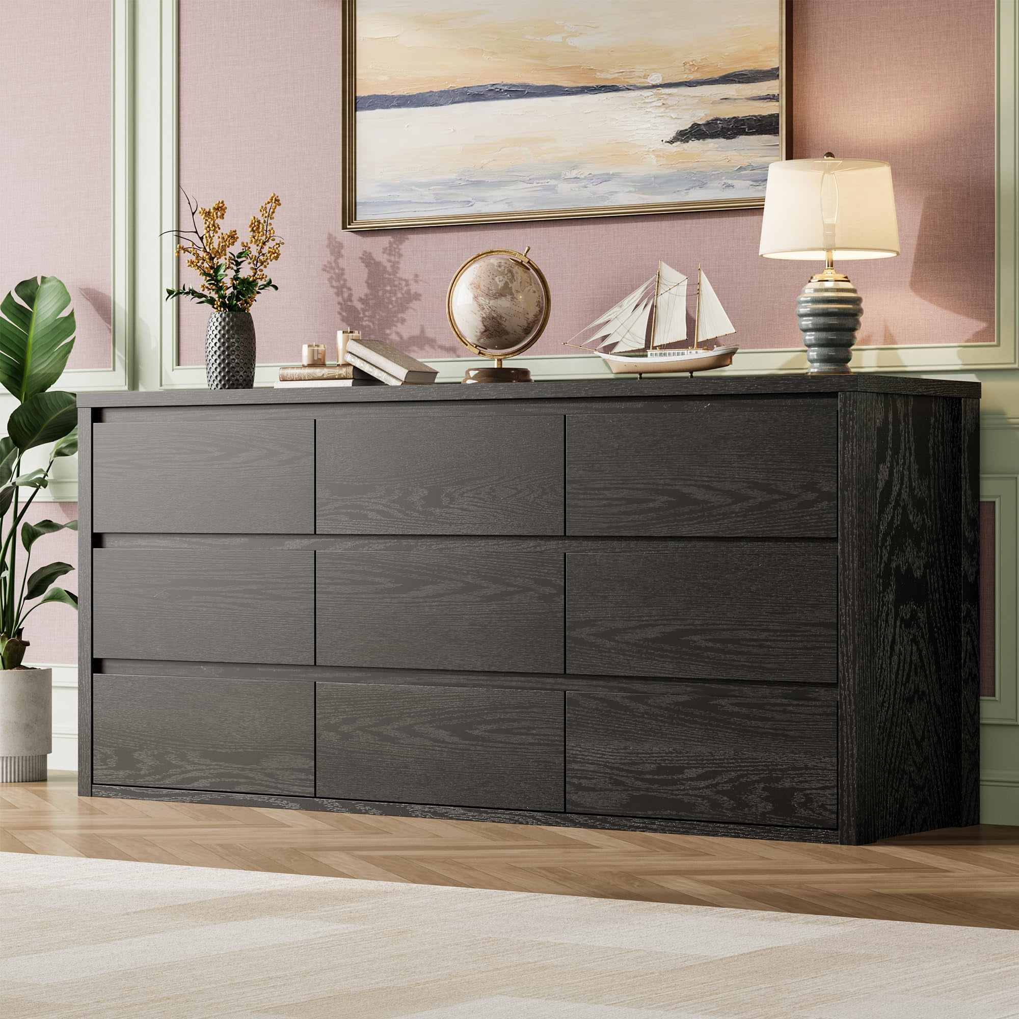 9 Drawer Dresser for Bedroom, Wide Chest of Drawers with Handleless ...