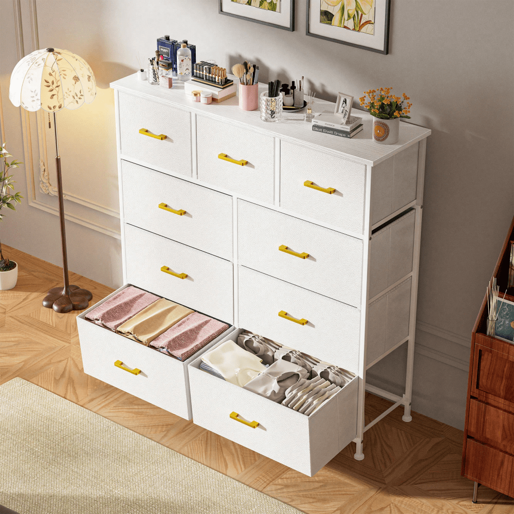 9-Drawer Fabric Storage Tower Dresser For Bedroom, Fabric Clothes ...