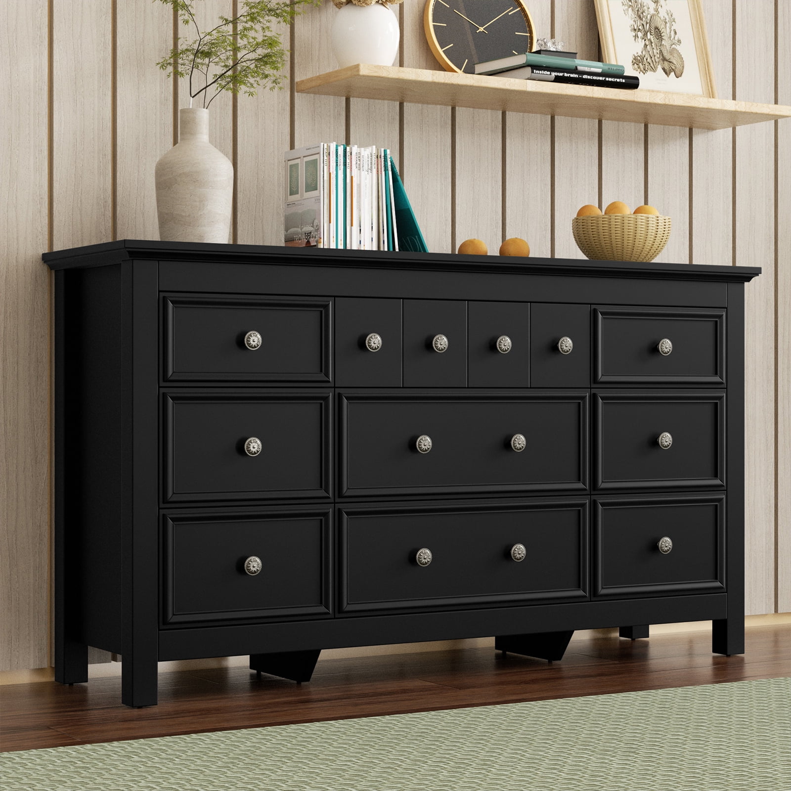 9 Drawer Horizontal Dresser for Bedroom, Modern Farmhouse Chest of ...