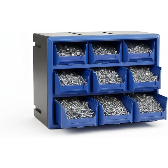 9-Drawer Plastic Storage Drawers, Small Parts Organizer, Stackable Teacher Toolbox for Hardware, Screws, Nuts & Bolts, Stickers, Beads, Building Bricks, Garage Storage14.17 7.09 9.45