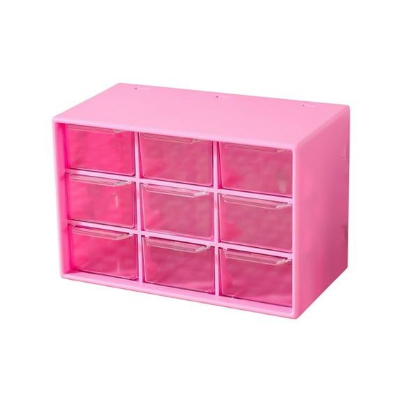 9-Drawer Plastic Storage Organizer Box with Stickers for Stationery Jewelry Cosmetics - 17.9x9.8x11.8cm Desktop Organizer with Multiple Compartments