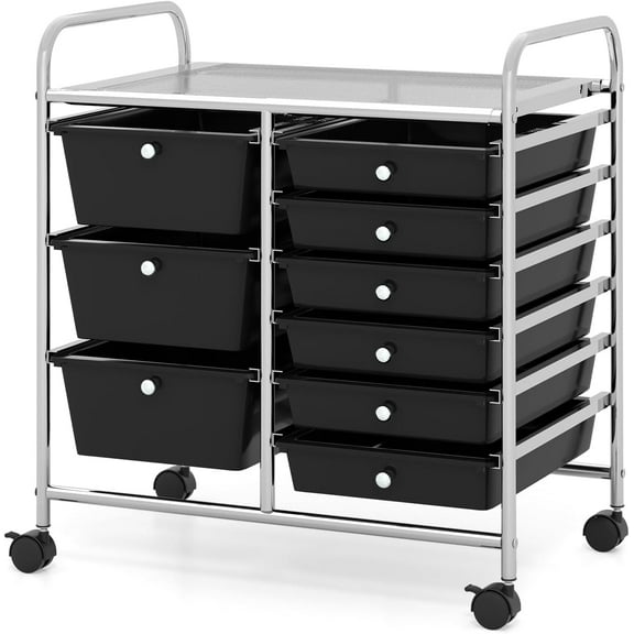 9-Drawer Rolling Cart, Mobile Storage Cart with Universal Wheel & Metal Frame, Multipurpose Trolley Utility Cart, Craft Art Cart Organizer for Home Office School