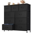 thumbnail image 1 of 9 Drawer Storage Dresser with Wood Top - Wide Fabric Chest Organizer for Bedroom, Closet, Living Room,Tower Cabinet, TV Stand, Hallway Entryway Furniture,Carbon Black, 1 of 6