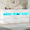 thumbnail image 1 of 9-Drawer Triple Dresser with Charging Station and LED Lights, 63" White Dresser TV Stand for TVs up to 75", Wide Large Drawer Organizer with 3 Open Cubbies for Living Room, 1 of 5