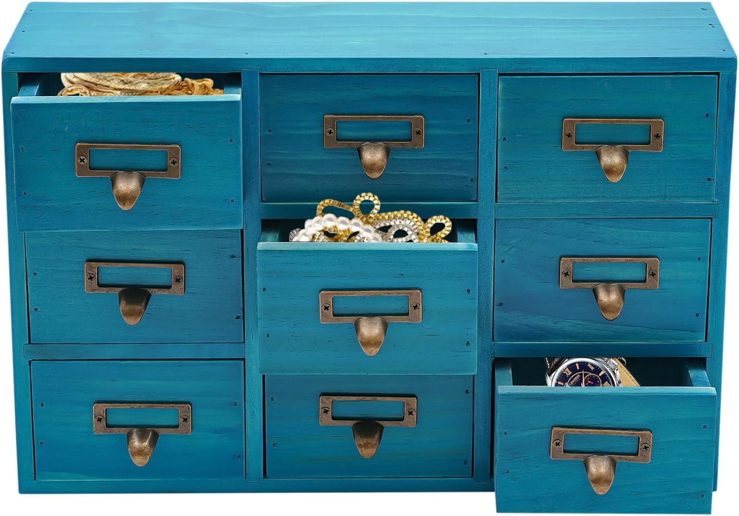 9 Drawers Apothecary Card Catalog Desk Drawer Organizer