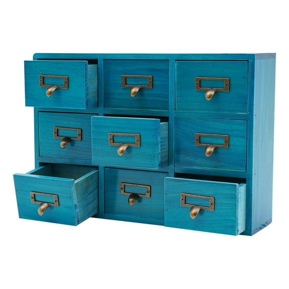 9 Drawers Apothecary Cabinet, Wooden Desk Drawer Organizer,Apothecary Chests and Cabinets, Herb Storage Box