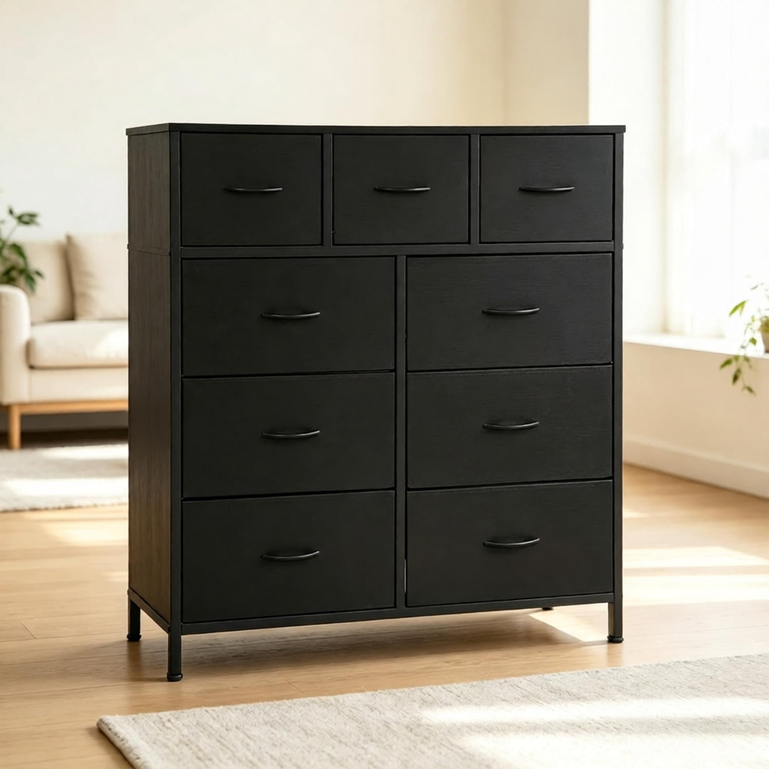9 Drawers Bedroom Dresser, Chest of Drawers, Storage Organizer Unit, Closet, Entryway
