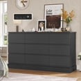 thumbnail image 1 of 9 Drawers Dresser Wide Chest of Drawers with Power Outlets for Bedroom, Long TV Stand Storage Cabinet with 9 Drawers for Living Room, Black, 1 of 5