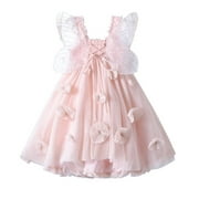 9 Dresses Toddler Girls Fly Sleeve Butterfly Tulle Suspenders Dress Dance Party Princess Dresses Clothes Oriental Girls Dress