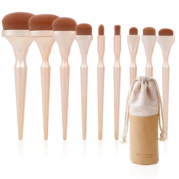 9 Drunk Gold Face Custom Luxury Makeup Brush Set