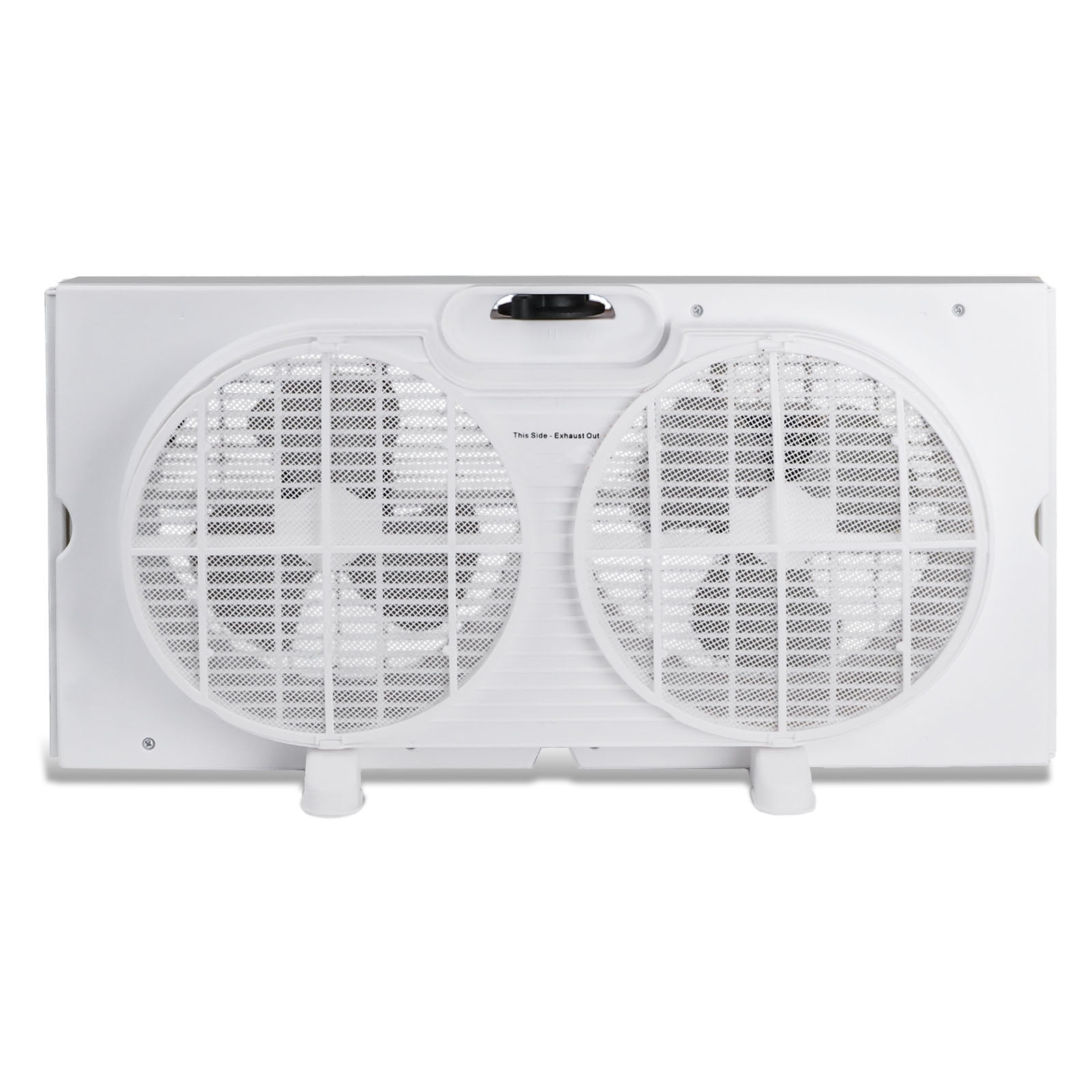 9" Dual Window Fan for Window Screen with 2 Speed Settings, Twin Window Fan with Manual Controls and Removable Legs, Horizontal Cooling Fan for Window
