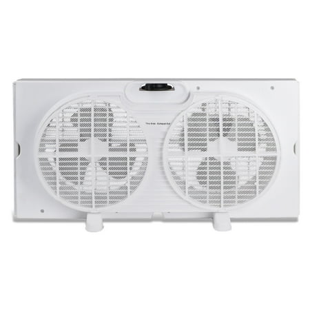 9" Dual Window Fan for Window Screen with 2 Speed Settings, Twin Window Fan with Manual Controls and Removable Legs, Horizontal Cooling Fan for Window
