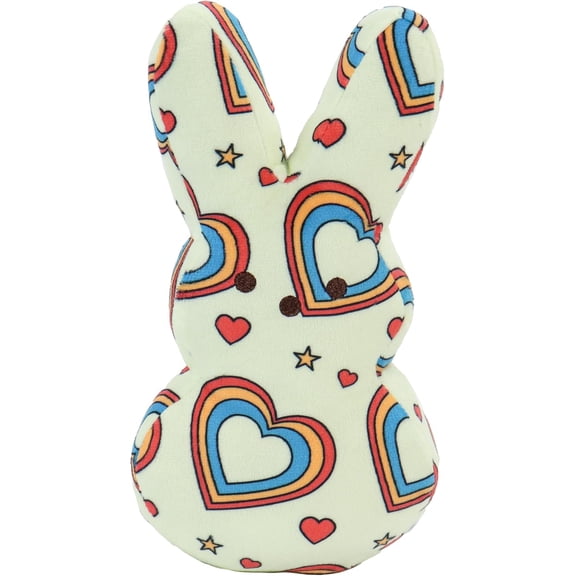 9" Easter Bunny Plush Toys with Rainbow-Heart, Soft Stuffed Animal Toy, Whimsical Spring Holiday Basket Filler & Gift, Colorful Decorative Rabbit Pillow