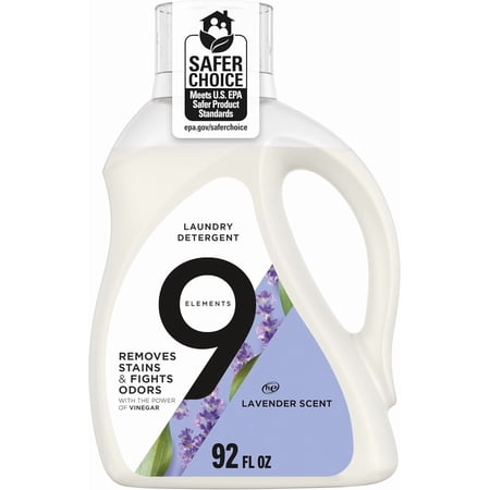 9 Elements Liquid Laundry Detergent, Lavender Scent, Vinegar Powered, 92 fl oz, 1 count