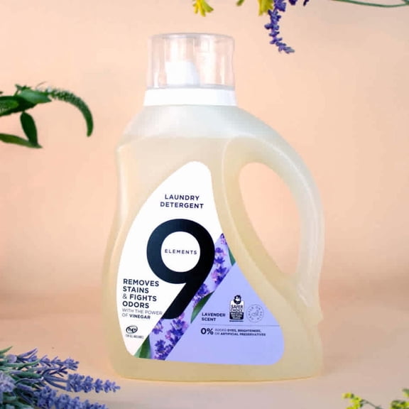 9 Elements Liquid Laundry Detergent, Lavender Scent, Vinegar Powered, 92 fl oz, 2 pack