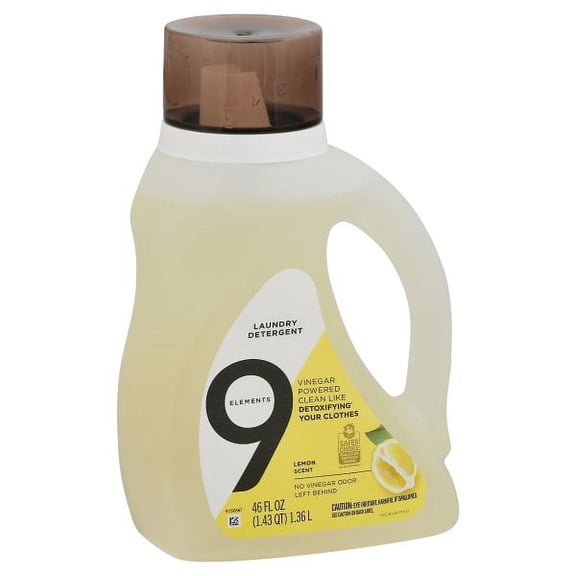 9 Elements Liquid Laundry Detergent, Lemon Scent, 46 Oz, 46 Fl Oz