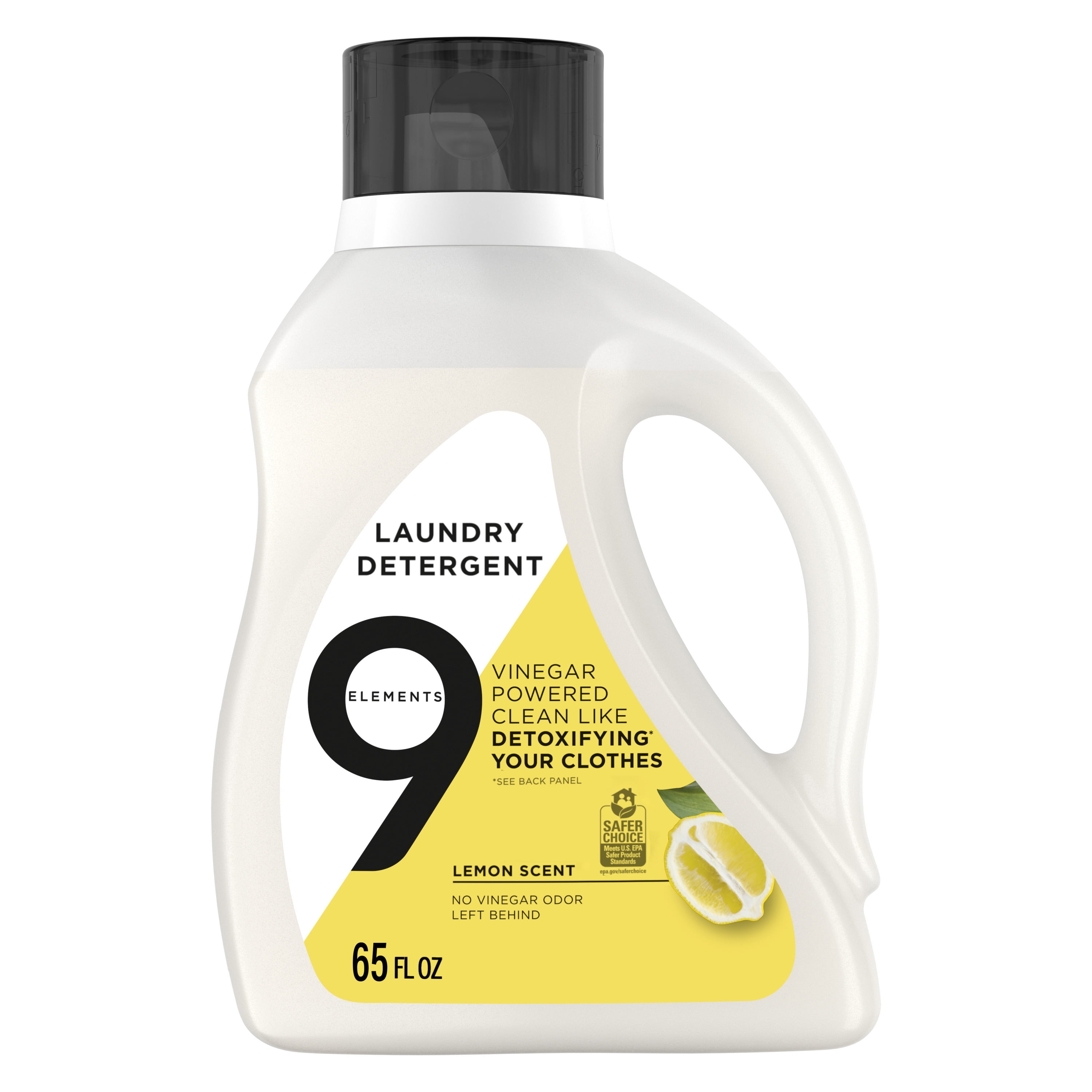 9 Elements Liquid Laundry Detergent, Lemon Scent, Vinegar Powered, 65 ...