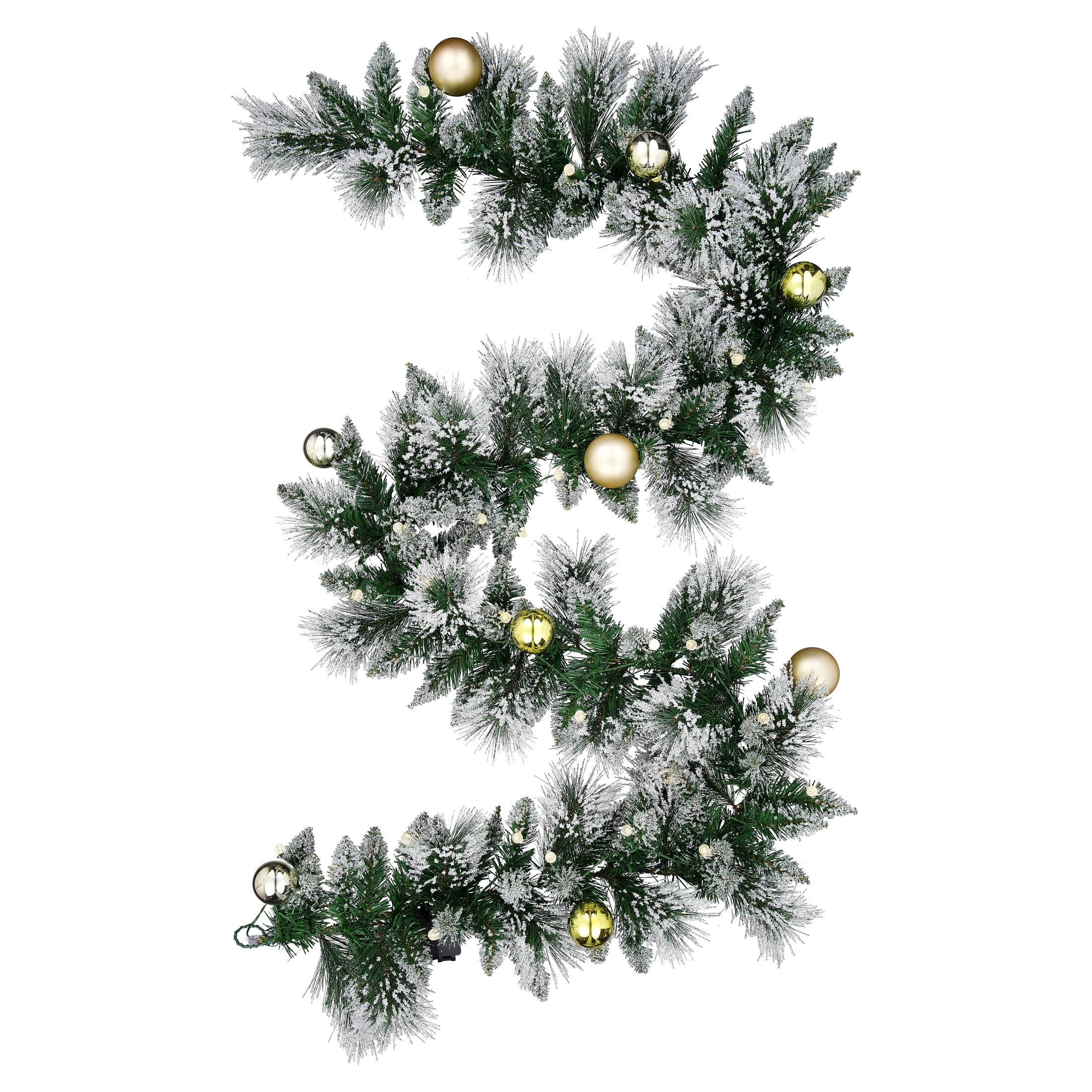 Snow-Flocked Hamilton Pre-Lit Color-Changing LED Artificial Christmas Garland, Green, 9', by Holiday Time
