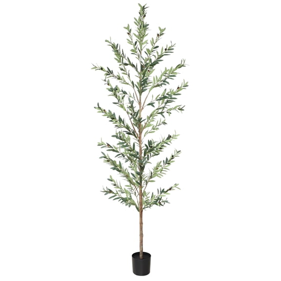 9 FT Artificial Olive Tree Large Faux Tree with Solid Wood Trunk and Realistic Olive Fruits in Pot, Tall Fake Tree for Indoor Outdoor Home Decor
