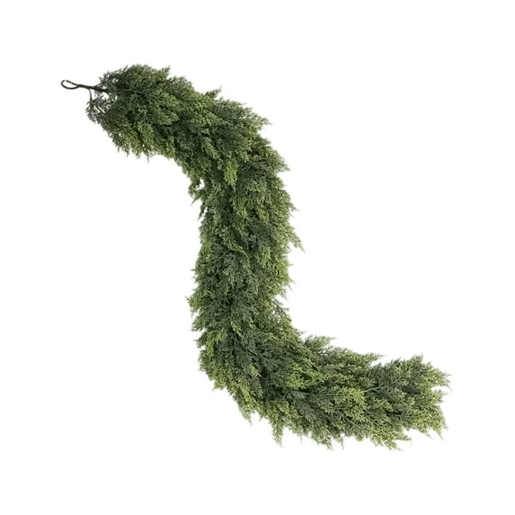 9 FT Christmas Cedar Garland, Encryption 80-Branch Thick Green Cypress Garland, Real Touch Pine Garland, Realistic Christmas Decorations for Outdoor & Indoor, Table, Mantel, Railing,Stair,Porch Decor