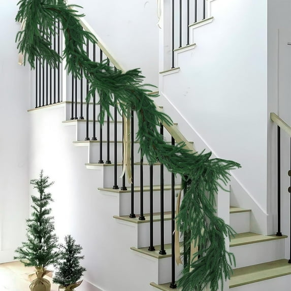 9 FT Christmas Garland Artificial Norfolk Pine Garlands Realistic Christmas Decorated Garland Green Artificial Greenery Garland for Table Mantle Wall Indoor Artificial Faux Garland for Holiday 270cm
