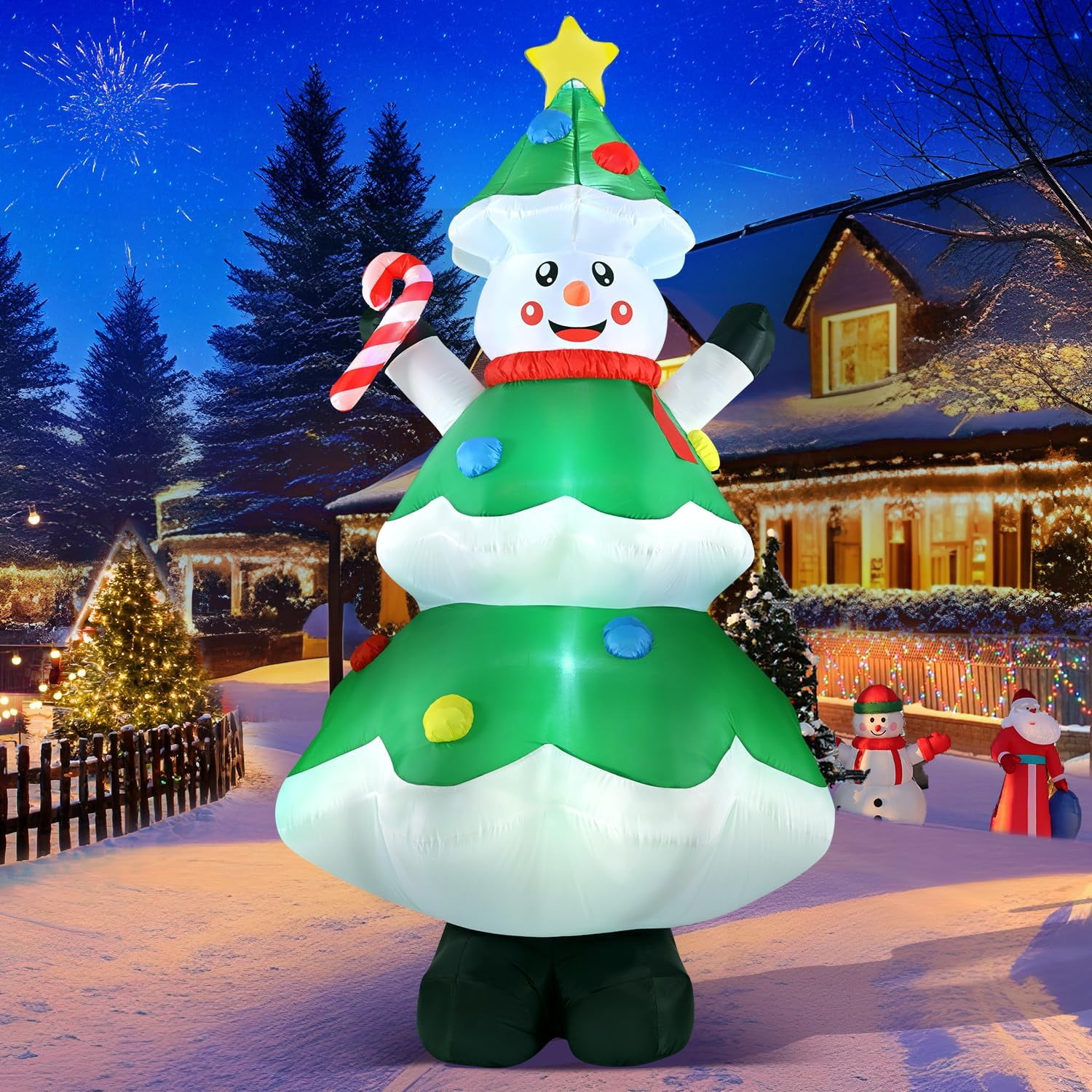 9 FT Christmas Inflatables Outdoor Decorations, Irrantan Blow Up Inflatable Christmas Tree Snowman for Xmas Decor Yard Indoor Outdoor Patio Garden Lawn Holiday Party…