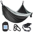 thumbnail image 1 of 9 FT Hammock -Hammock in A Bag -Beach Hammock -SendCord Hideaway Nylon Hammocks for Outdoors -Parachute Hammock with Upraded Straps -Two Person Hammock for Camping, Backyard, Patio, Balcony-BLK, 1 of 7