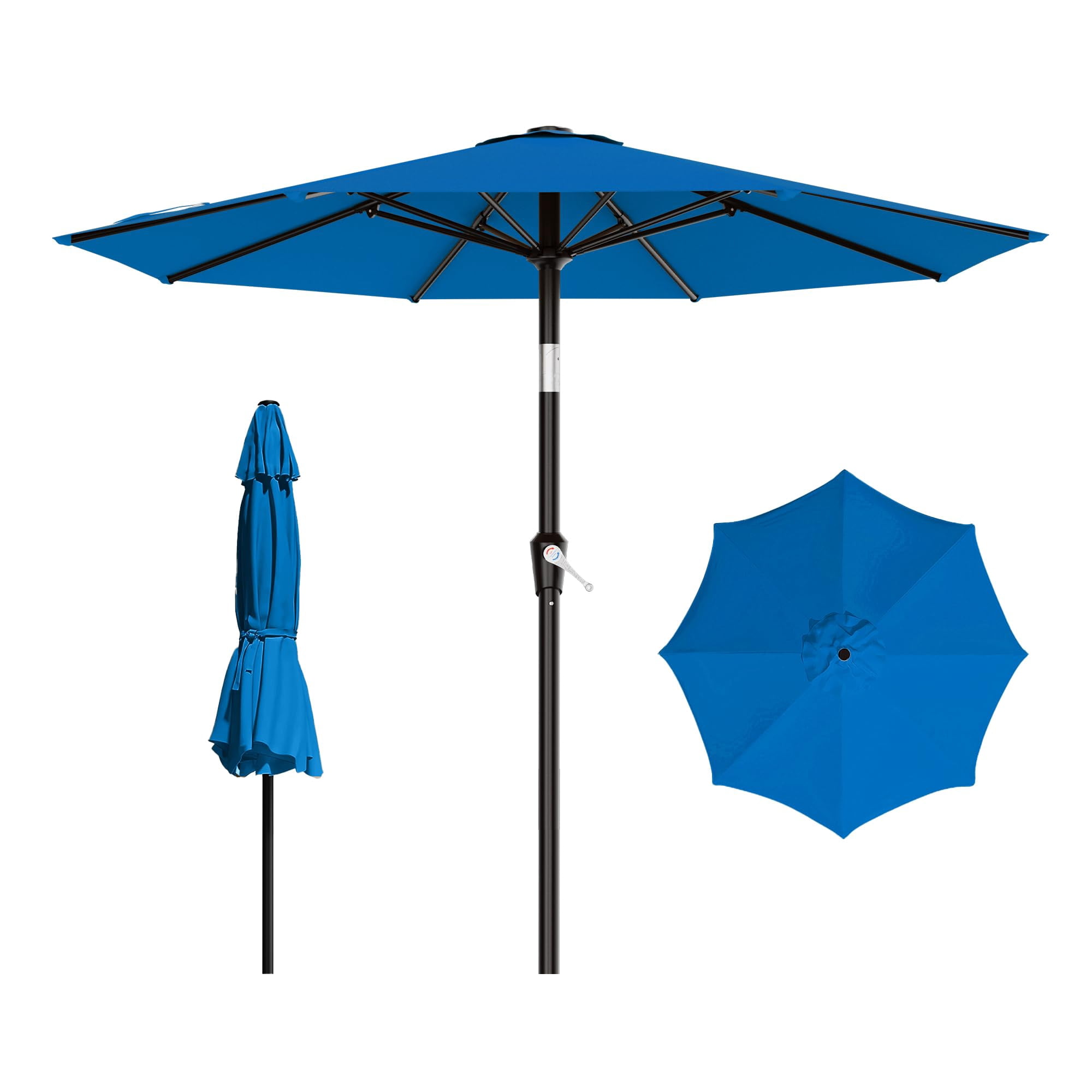 9 FT Outdoor Patio Umbrella with Push Button Tilt and Crank, 8 Rib ...