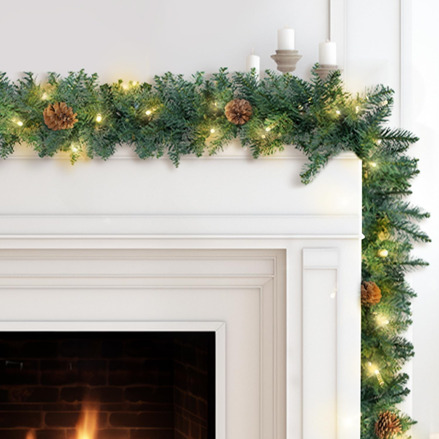 9 FT Prelit Christmas Garland with Pine Cone, Holiday Artificial