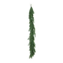 9 FT Real Touch Norfolk Pine Garland Green Artificial Christmas Garland Faux Greenery Garland for Holiday Fireplace Mantle Window Indoor Outdoor Decor, Winter Christmas Decorations (1 PCS)
