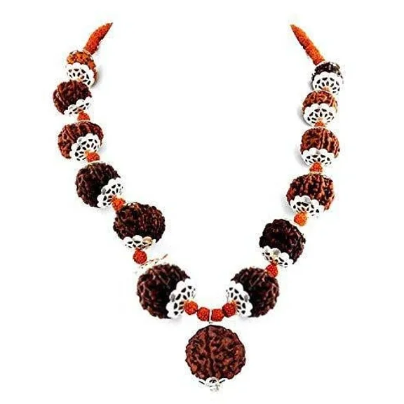 9 Face Nepal Origin Rudraksha Bead Necklace 9 Mukhi Nepal Rudraksha Combination of 5 Mukhi Rudraksha Bead Necklace
