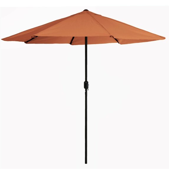 9 Feet Aluminum Pole Umbrella with Auto Crank 9 Foot Canopy Terracotta
