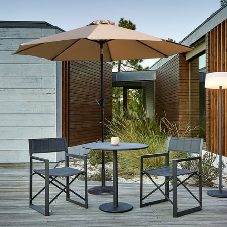 9 Feet Brown Tilt Market Umbrella with Stand/Base Set