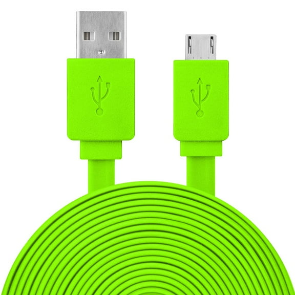 9 Feet Extra Long Premium Flat Line Micro USB to USB Charger Sync Cable - Green