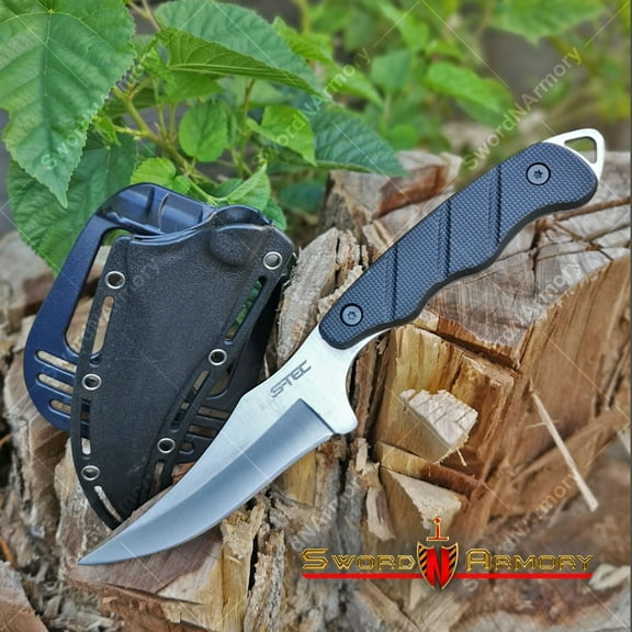 9" Fixed Blade Tactical Clip Point Hunting Knife with Paddle ABS Holster Sheath