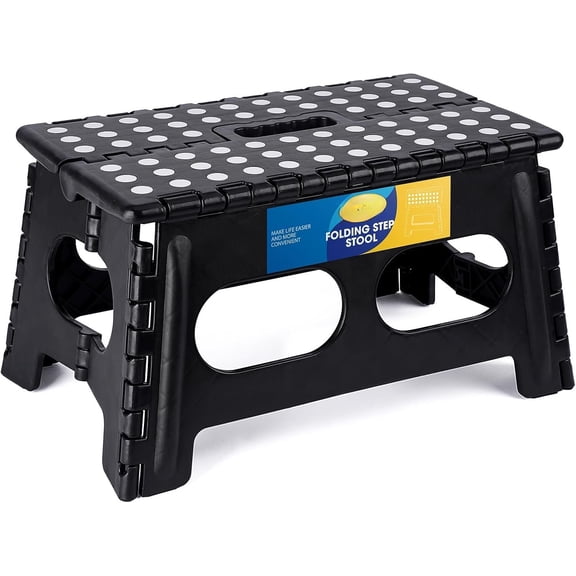 9" Folding Step Stool for Adults and  15-Inch Extra Wide Stool Holds Up to 300 lbs,Non-Slip Folding Stools with Handle,Compact Plastic Foldable Step Stool for Bathroom,Kitchen,ect
