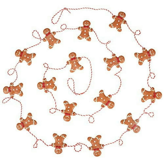 9 Foot Mini Gingerbread Man Christmas Garland, Christmas Decorations For Indoor Use