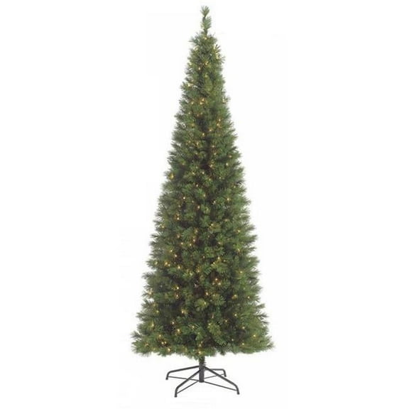 9 Foot Pencil Pine Tree - Green - Clear Lights