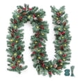 thumbnail image 1 of 9 Foot Prelit Artificial Christmas Garlands With 50 Lights Battery Operated Timer 8 Modes, Garland Christmas Decoration Outdoor Indoor Mantle Stair Decor, 1 of 6