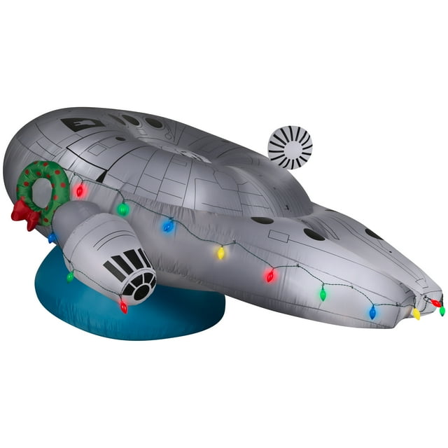 9 Foot Wide Gemmy Airblown Inflatable Disney Star Wars Millennium Falcon with Christmas Light