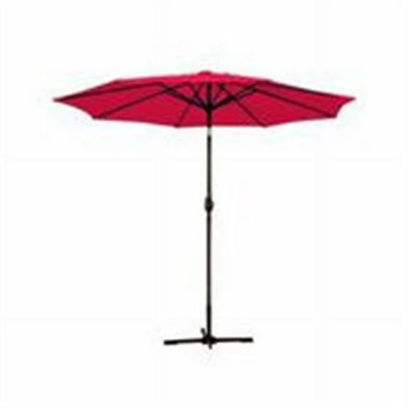 9 Ft. Aluminum Patio Market Umbrella Tilt with Crank - Burgundy Fabric & Black Pole