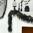 thumbnail image 1 of 9 Ft Black Artificial Cedar Garland - Halloween Faux Cedar Pine Garland Hanging, Party Decoration, Halloween Garland for Home, Mantle & Fireplace, 1 of 7