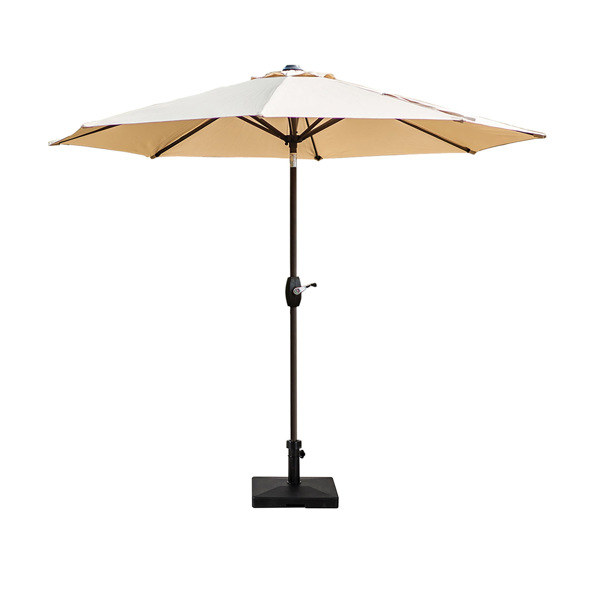 9 Ft Outdoor Patio Market Table Umbrella with Square Concrete Base, Beige