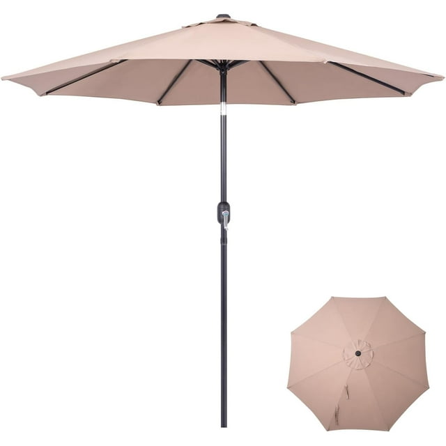 9 Ft Patio Umbrella with Push Button Tilt and Crank System UV